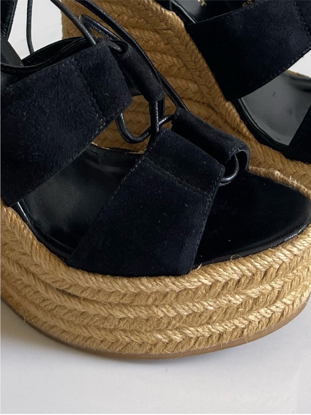 AUTHENTIC YSL BLACK ESPADRILLE WEDGES - Picture 7 of 11